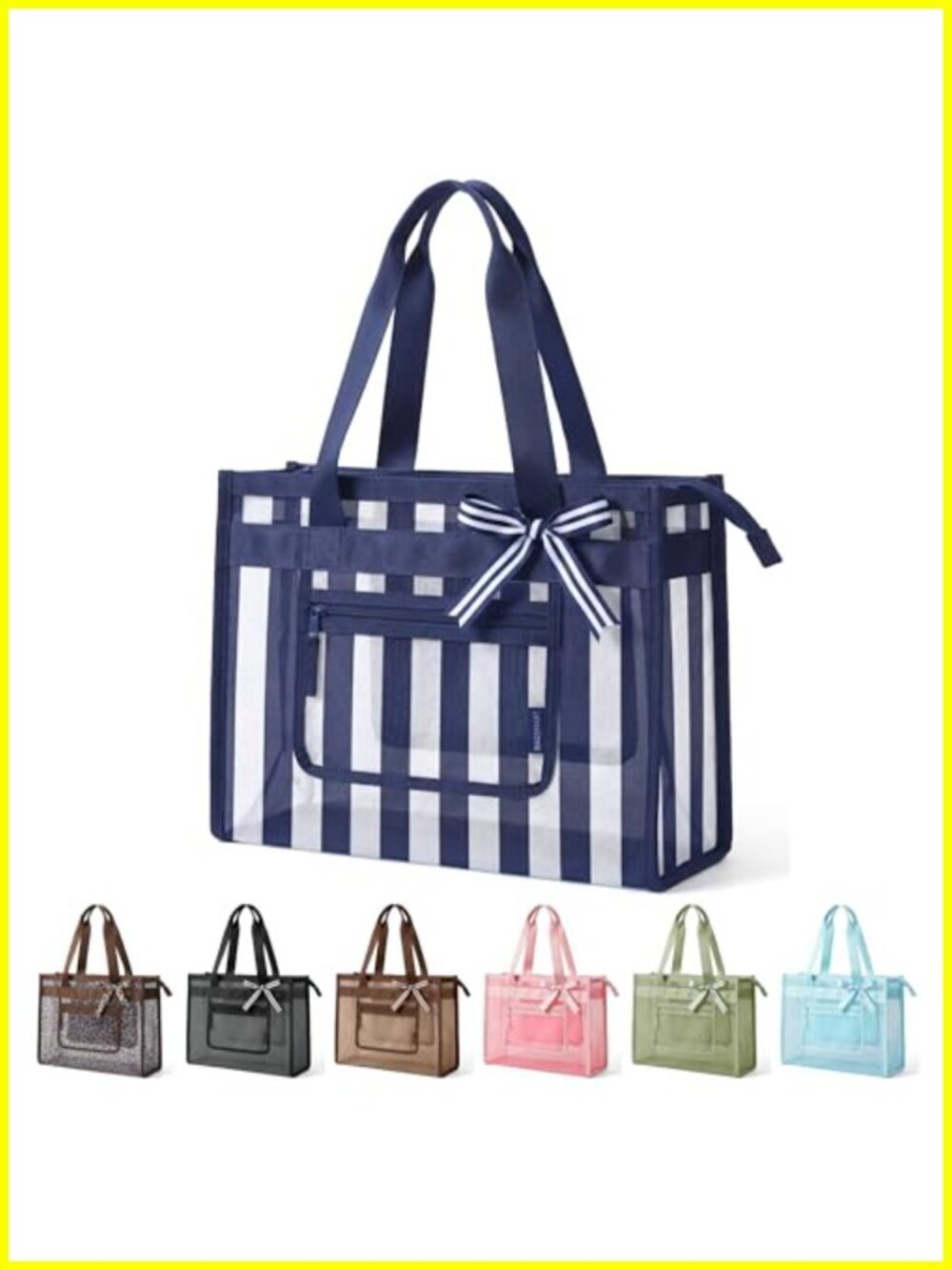 Mesh Beach Tote Bag for Women, Large Travel Pool Bag with Zip Pockets